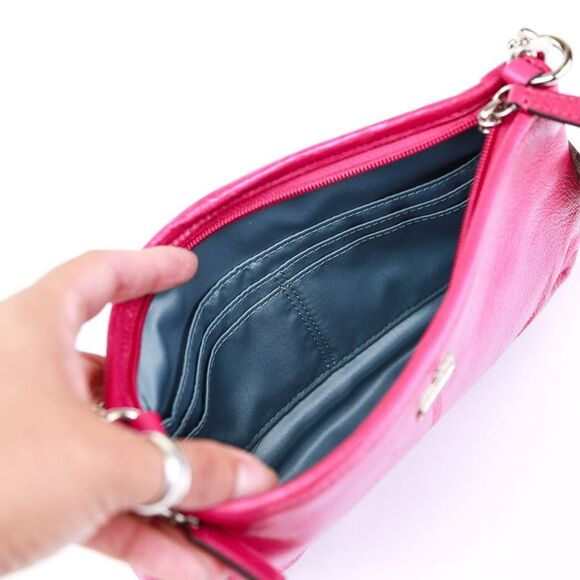 NWT Coach Leather Madison Chain Wallet Clutch MAGENTA - Picture 8 of 9